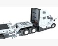 Semi Truck With Heavy Equipment Transport Trailer 3D модель