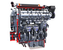 V6 Car Engine Cutaway Modello 3D