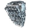 V6 Car Engine Cutaway 3Dモデル