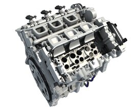V6 Engine Full With Cutaway Modèle 3D