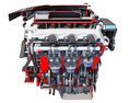 V6 Engine Full With Cutaway 3Dモデル