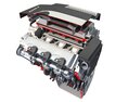 V6 Engine Full With Cutaway 3Dモデル