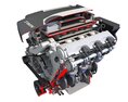 V6 Engine Full With Cutaway Modello 3D
