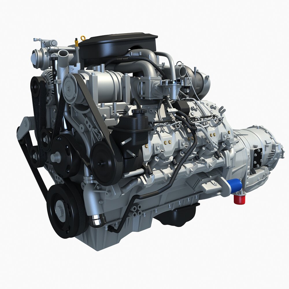 V8 Engine With Automatic Transmission 3D模型