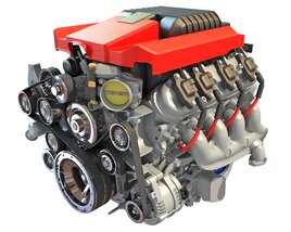 V8 Supercharged Engine 3D-Modell