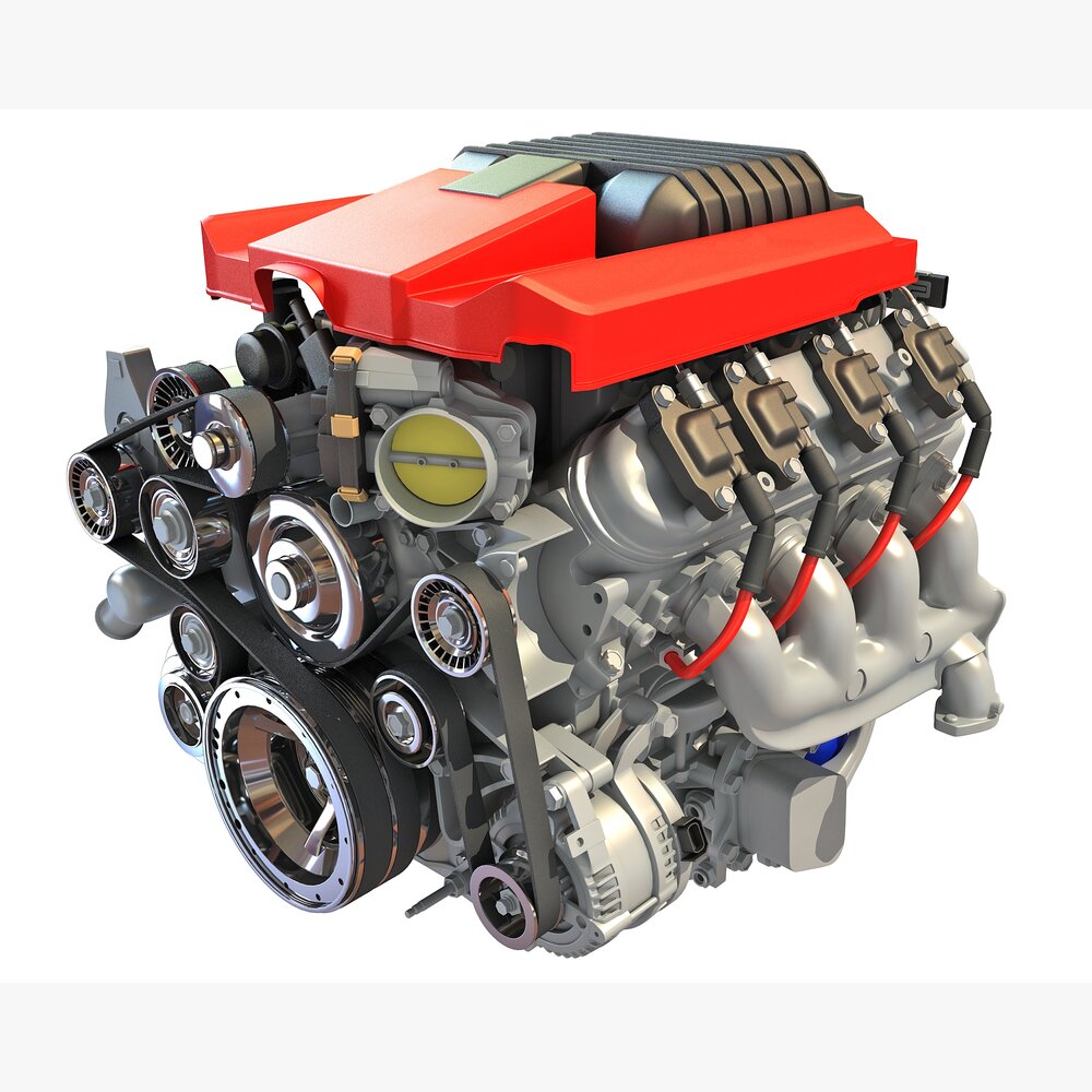 V8 Supercharged Engine 3D-Modell