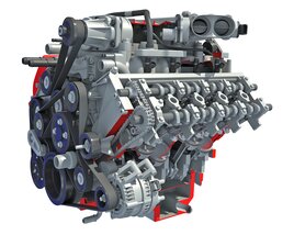 Cutaway Animated V8 Engine 3D model