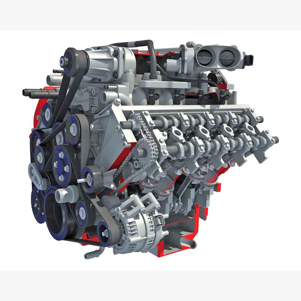 Cutaway Animated V8 Engine Modello 3D
