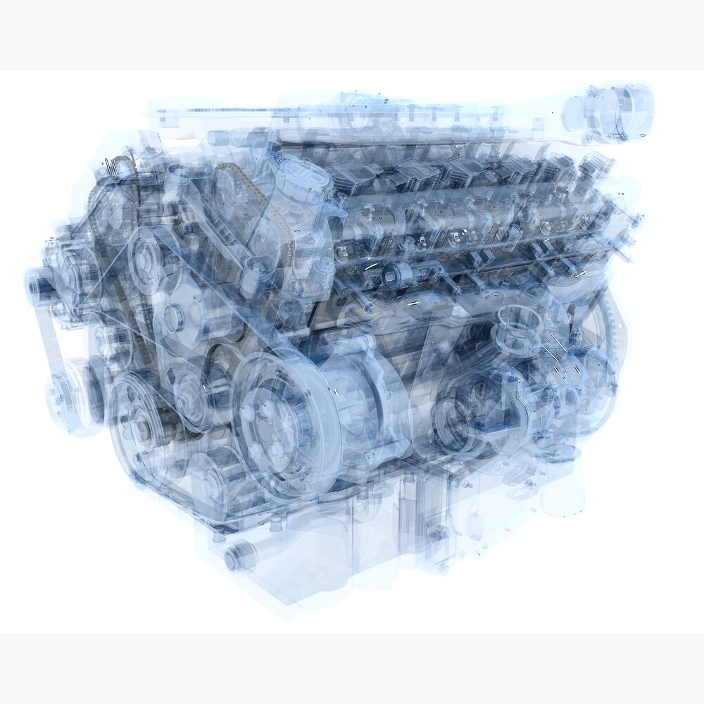 V12 Engine With Interior Parts 3D模型