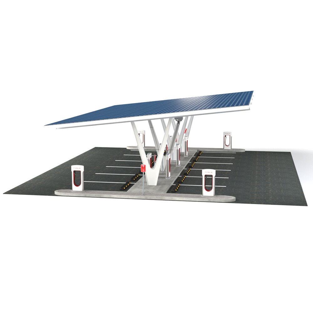 Electric Vehicle Charging Point with EV Station 01 3Dモデル