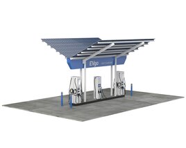 Electric Vehicle Charging Point with EV Station 02 3D model