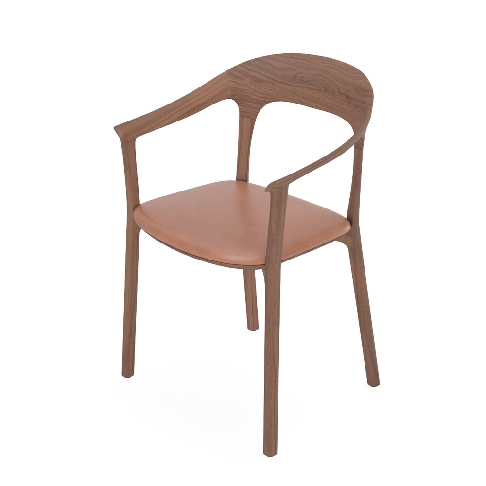 Elle Upholstered Chair with Armrest Modèle 3D