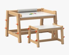 Flisat Children Desk and Bench 3D модель