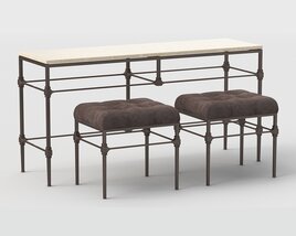 Grayson Bench and Table by Bernhardt 3D model