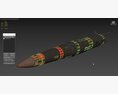 MGM-31B Pershing 2 solid fueled ballistic missile 3d model side view