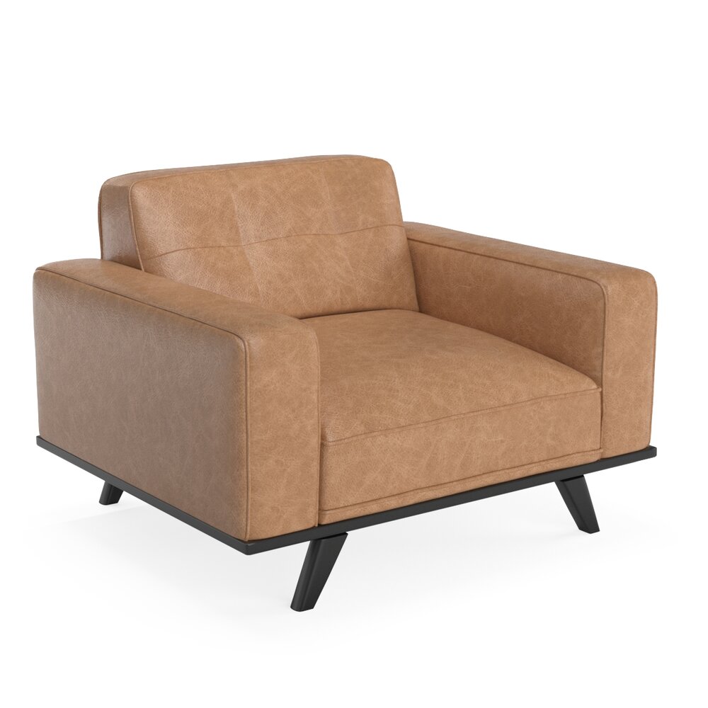 Rivet Bigelow Modern Oversized Leather Accent Chair Modèle 3D