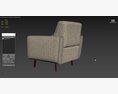 Rivet Sloane Mid-Century Modern Armchair 3D 모델 