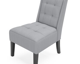 Tufted Accent Chair with Solid Wood Legs Chair 3D-Modell