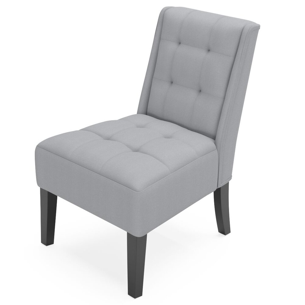 Tufted Accent Chair with Solid Wood Legs Chair 3D-Modell