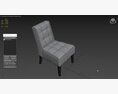Tufted Accent Chair with Solid Wood Legs Chair 3D模型