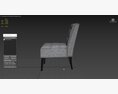 Tufted Accent Chair with Solid Wood Legs Chair Modello 3D