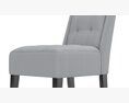 Tufted Accent Chair with Solid Wood Legs Chair Modelo 3D