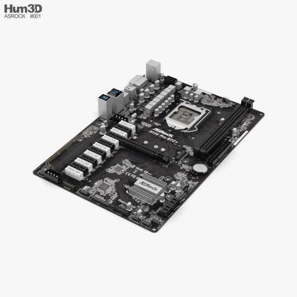 ASRock H110 Pro BTC Motherboard 3D model