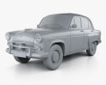MZMA Moskvich 402 1956 Modello 3D clay render