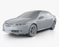 Acura TL 2008 Modello 3D clay render