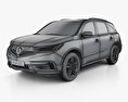 Acura MDX Sport ハイブリッ HQインテリアと 2020 3Dモデル wire render