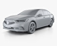 Acura RLX Sport гібрид SH-AWD з детальним інтер'єром 2019 3D модель clay render