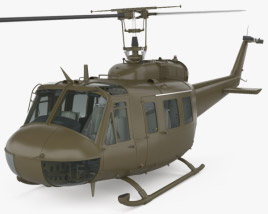 Bell UH-1 Iroquois з детальним інтер'єром 3D модель