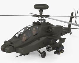 Boeing AH-64 D Apache with HQ interior 3D model