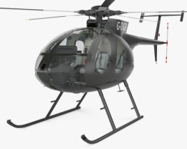 MD Helicopters MD 500 with Cockpit HQ interior 3D model