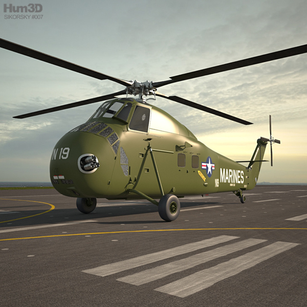 Sikorsky H-34 Military helicopter 3D model