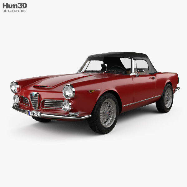 Alfa Romeo 2600 spider touring avec Intérieur 1962 Modèle 3D