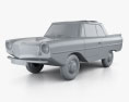Amphicar 770 convertible 1961 3d model clay render