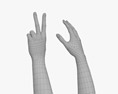 Female Hands Peace Gesture 3D модель