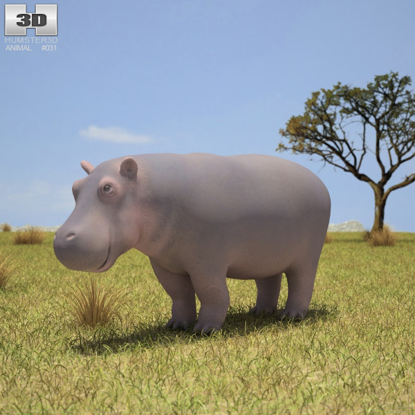 Hippopotamus Low Poly Modelo 3d