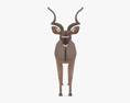 Greater Kudu Low Poly Rigged Animated 3D модель