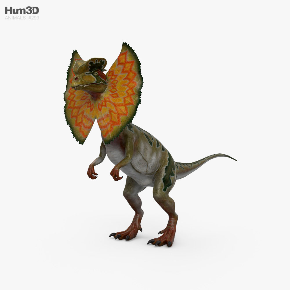 Dilophosaurus with Neck Frill Modèle 3D