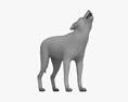 遠吠えするオオカミ 3Dモデル