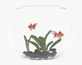 Aquarium rond avec poisson rouge Modèle 3d