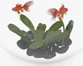 Acquario rotondo con pesci rossi Modello 3D