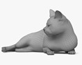 옆으로 누워있는 고양이 3D 모델 