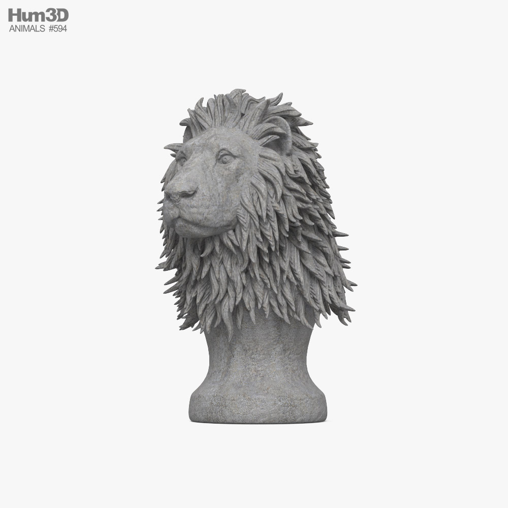 Lion Head Sculpture 3D model
