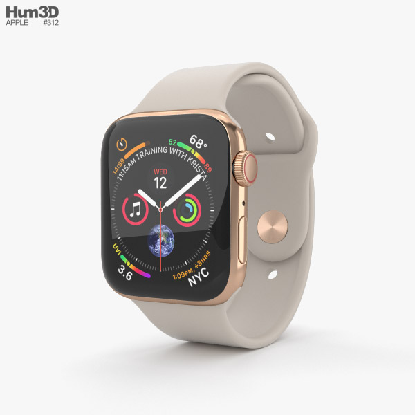 Apple Watch Series 4 44mm Gold Stainless Steel Case with Stone Sport Band Modello 3D