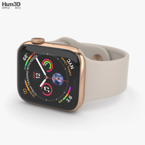 Apple Watch Series 4 44mm Gold Stainless Steel Case with Stone Sport Band  3Dモデル download