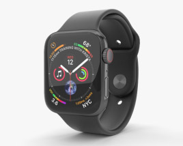 Apple Watch Series 4 44mm Space Black Stainless Steel Case with Black Sport Band 3D model