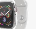 Apple Watch Series 4 44mm Stainless Steel Case with White Sport Band 3d model